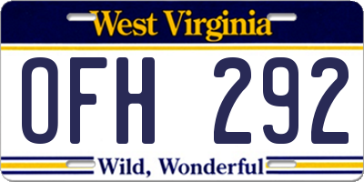 WV license plate OFH292