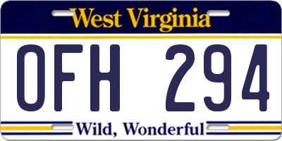 WV license plate OFH294