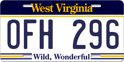WV license plate OFH296