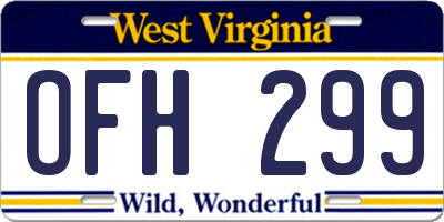 WV license plate OFH299