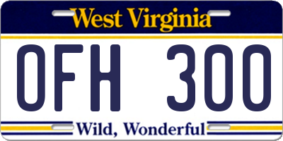 WV license plate OFH300