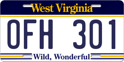 WV license plate OFH301