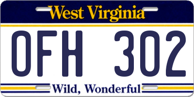 WV license plate OFH302