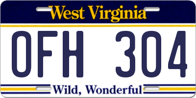WV license plate OFH304