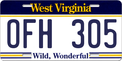 WV license plate OFH305