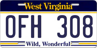 WV license plate OFH308
