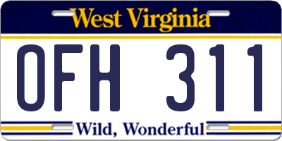 WV license plate OFH311