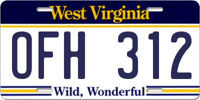 WV license plate OFH312