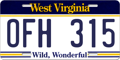 WV license plate OFH315