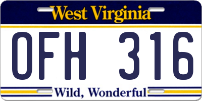 WV license plate OFH316