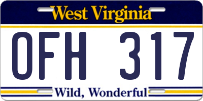 WV license plate OFH317