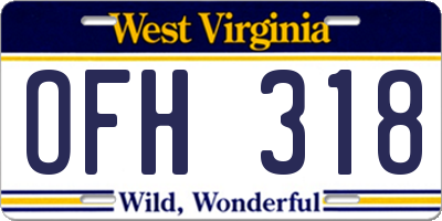 WV license plate OFH318