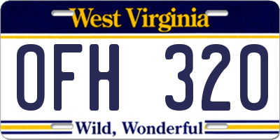 WV license plate OFH320