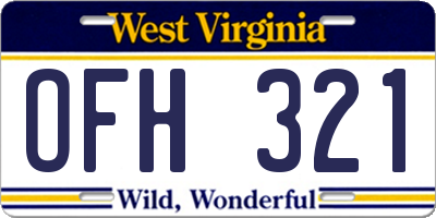 WV license plate OFH321