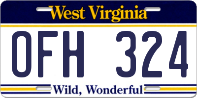 WV license plate OFH324