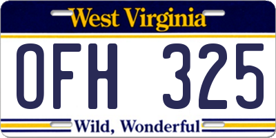 WV license plate OFH325