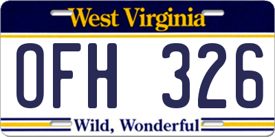 WV license plate OFH326