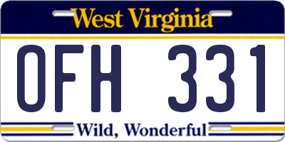 WV license plate OFH331