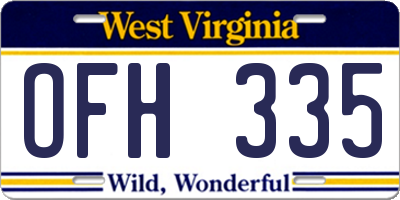 WV license plate OFH335