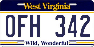 WV license plate OFH342