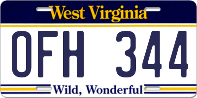 WV license plate OFH344