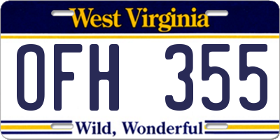 WV license plate OFH355