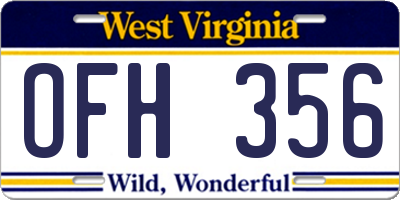 WV license plate OFH356