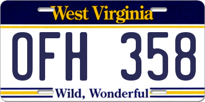 WV license plate OFH358