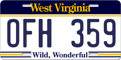 WV license plate OFH359