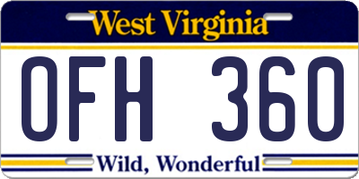 WV license plate OFH360