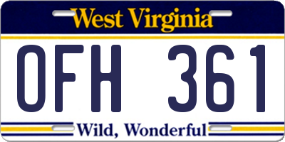 WV license plate OFH361