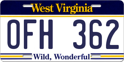 WV license plate OFH362