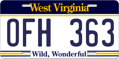 WV license plate OFH363