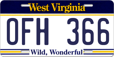 WV license plate OFH366