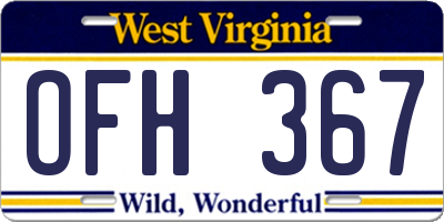 WV license plate OFH367