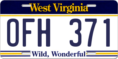 WV license plate OFH371
