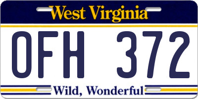 WV license plate OFH372