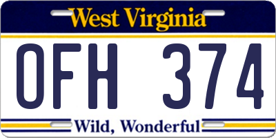 WV license plate OFH374