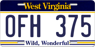 WV license plate OFH375