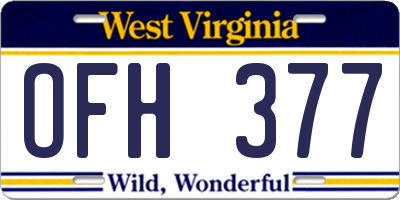 WV license plate OFH377