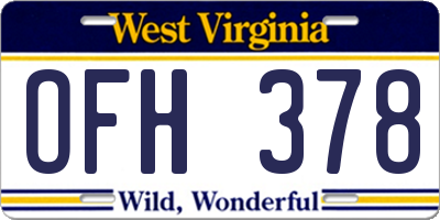WV license plate OFH378