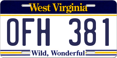 WV license plate OFH381