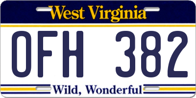 WV license plate OFH382