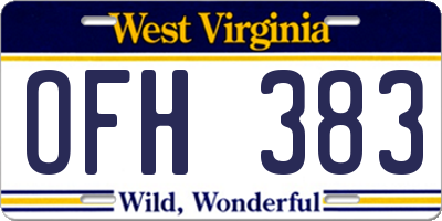 WV license plate OFH383