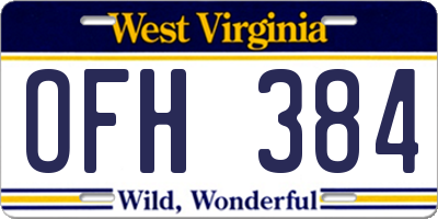 WV license plate OFH384