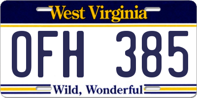 WV license plate OFH385
