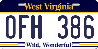 WV license plate OFH386
