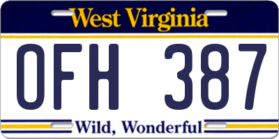 WV license plate OFH387