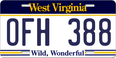 WV license plate OFH388