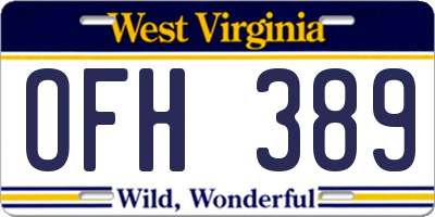 WV license plate OFH389
